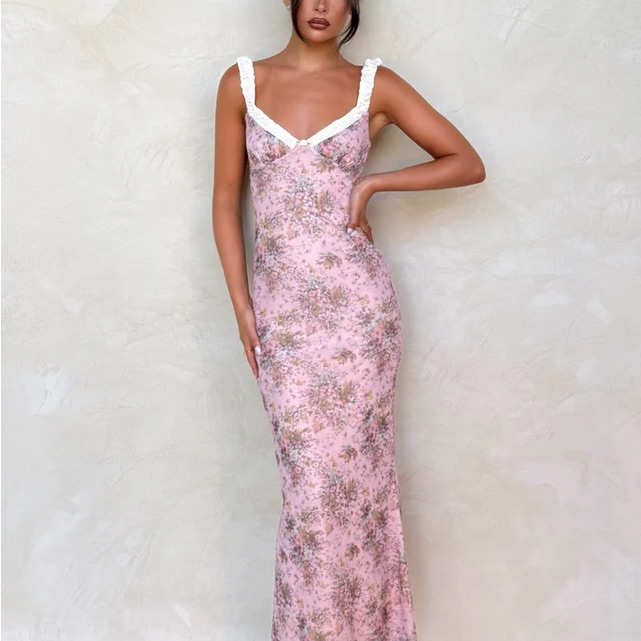 Nwot Tiger Mist Pink Sleeveless Sweetheart Maxi Dress